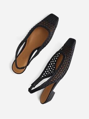 Madewell Black Ophelia Woven Slingback Flats Size 8 RUNS LARGE EUC